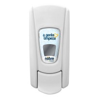 Dispenser para sabonete liquido ou álcool gel com reservatório de 800 ml cinza e branco City Nobre